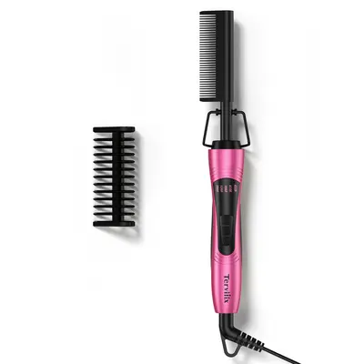 Terviiix Electric Hot Comb for Black Hair, Wigs & Beard, Anti-Scald Attachment, Straightener Comb with Keratin & Argan Oil In...