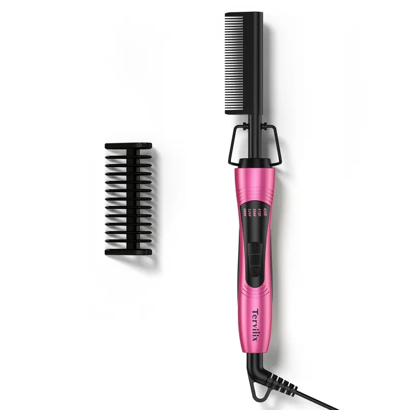 Terviiix Electric Hot Comb for Black Hair, Wigs & Beard, Anti-Scald Attachment, Straightener Comb with Keratin & Argan Oil In...