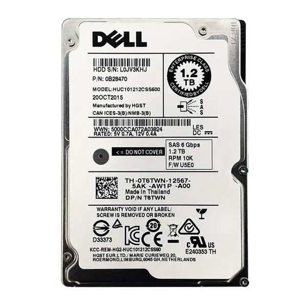 0T6TWN Dell 1.2TB 6Gb/s SAS 10000 2.5-inch 64MB Hard Drive