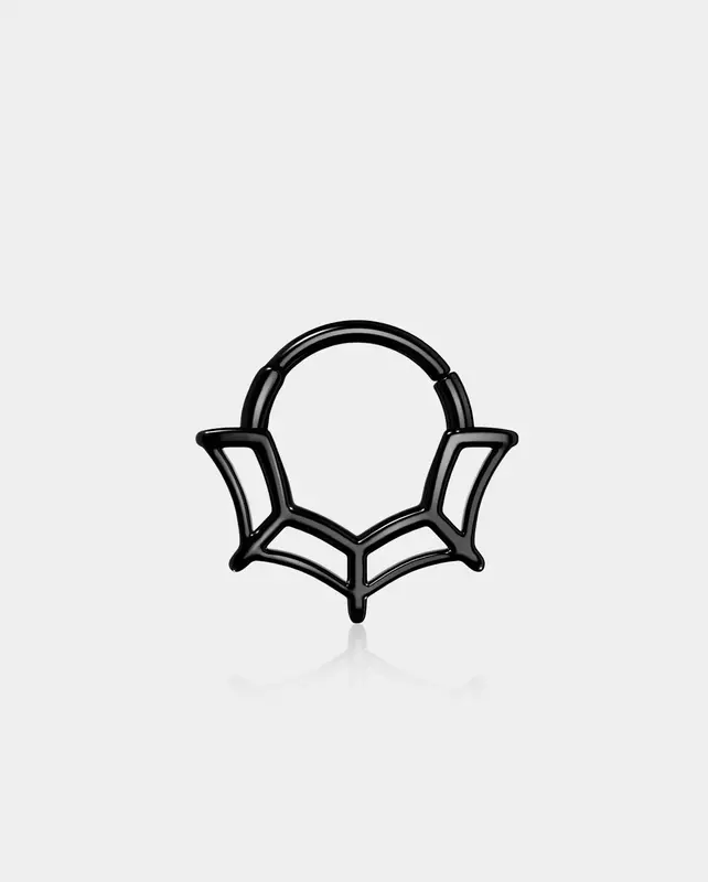 Spider Web Daith Septum Ring - Black / 8mm