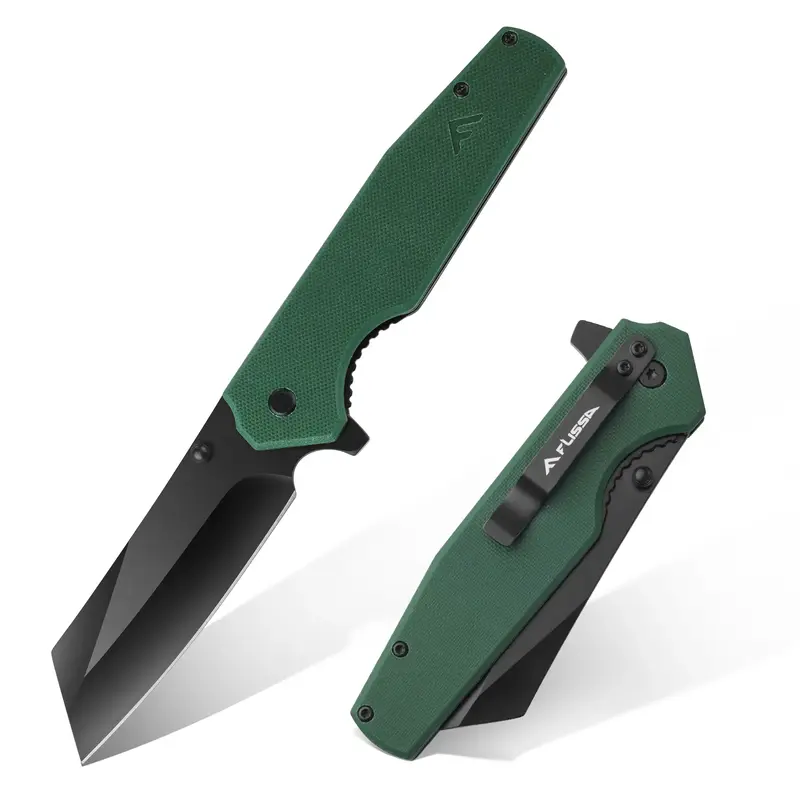 #FallDealsforYou FLISSA Folding Knife, 4-3/4 Reverse Tanto Folding Pocket Knife, Black Stonewash Blade, G10 Handle, for Hun...