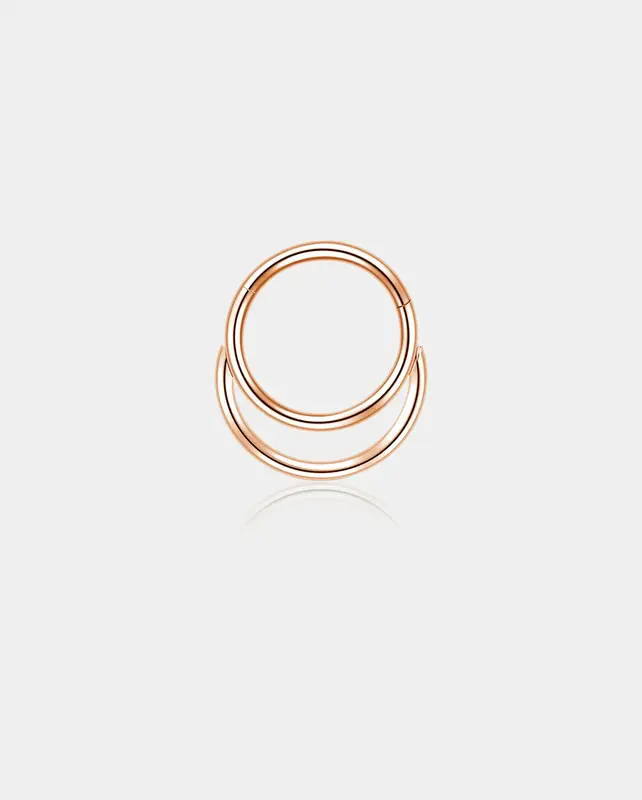 Paved Double Loop Septum Ring - Rose Gold / 10mm