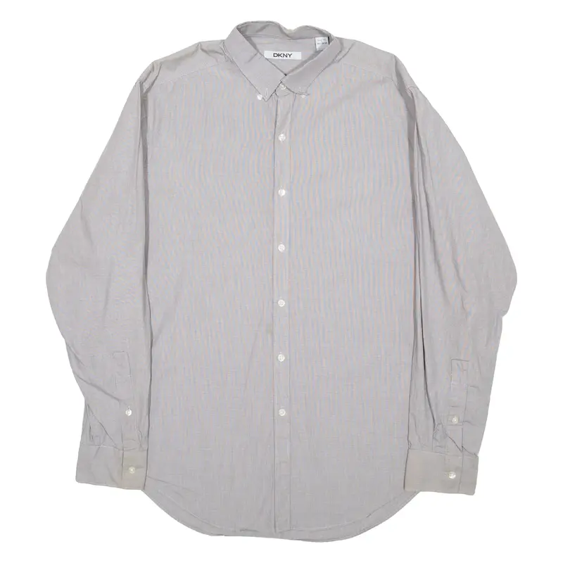 DKNY Slim Fit Mens Shirt Grey Long Sleeve L