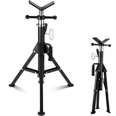 Garvee V-Head Pipe Jack Stand 2500 Lbs Load Capacity Adjustable 28-52 Height Heavy-Duty Steel Folding Legs Portable for Weld...