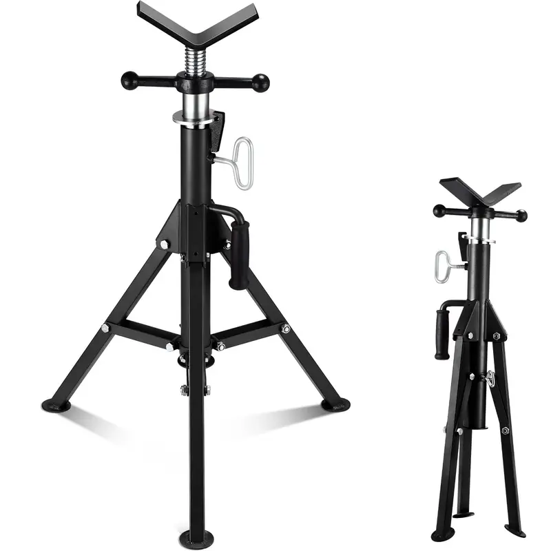 Garvee V-Head Pipe Jack Stand 2500 Lbs Load Capacity Adjustable 28-52 Height Heavy-Duty Steel Folding Legs Portable for Weld...