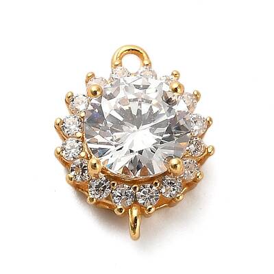 925 Sterling Silver Clear Cubic Zirconia Connector Charms