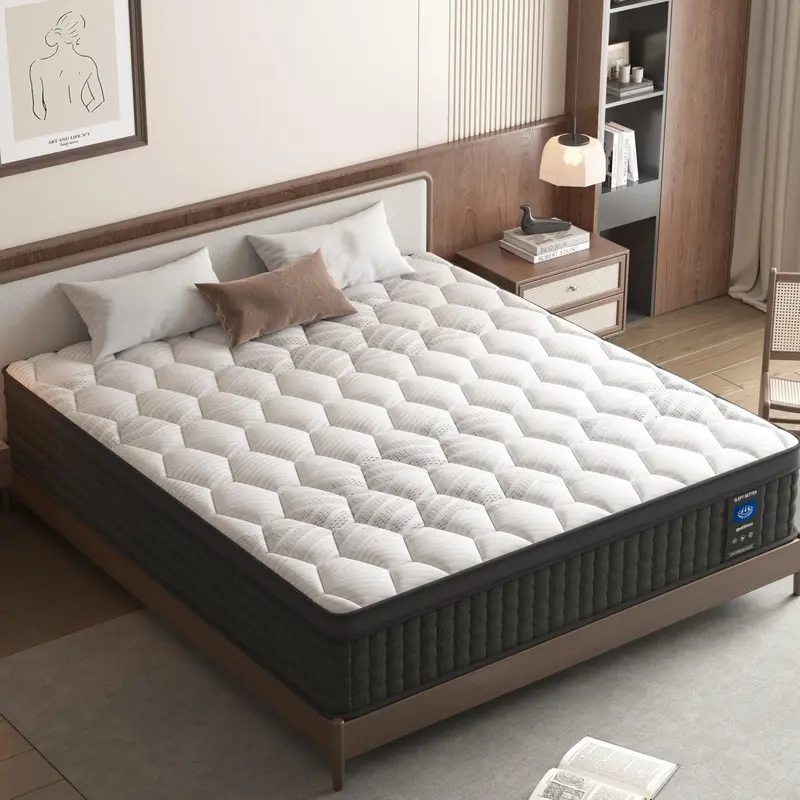 10'12'14 inch Twin Full Queen King Mattress, Memory Foam Individual Pocket Springs Mattress in a Box,Medium Firm,Perfect for ...