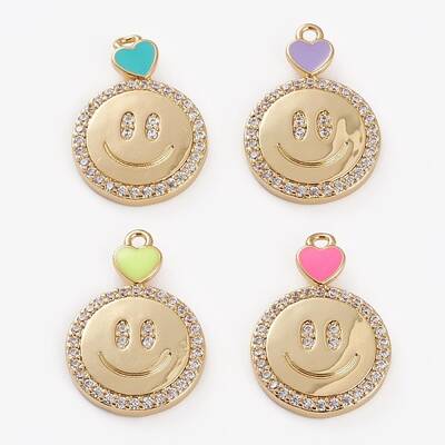 Brass Micro Pave Cubic Zirconia Pendants