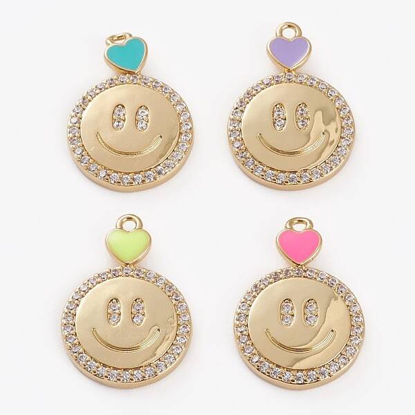 Brass Micro Pave Cubic Zirconia Pendants