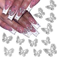 Rhinestone Butterfly Nail Art Decoration, 12pcs 3D Alloy Butterfly Nail Art Charm with Gems & Rhinestones, DIY Nail Art Suppl...
