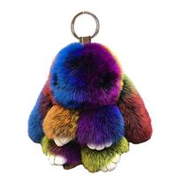 Soft Cute Bunny Keychain Artificial Plush Fluffy Pom pom Key Ring for Women Keychain Car Handbag Keyring Tumbler Cup Manual T...