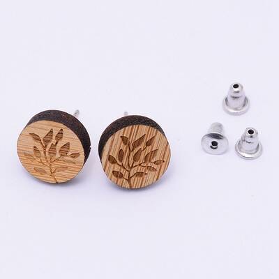 Natural Wood Stud Earrings