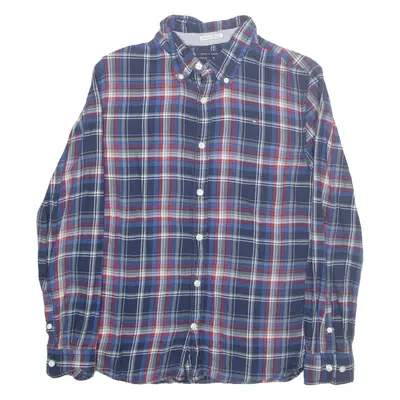 TOMMY HILFIGER Mens Shirt Blue Check Long Sleeve XS