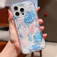 Cartoon Turtle Pattern Clear Phone Case, Cute Fashion Phone Protector Cover, Phone Accessories Compatible with iPhone 16 15 1...