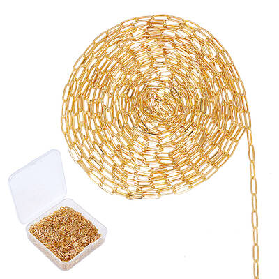 SUNNYCLUE 32Feet/10m Gold Paperclip Chains Link Spool Bulk Necklace Width 2.6mm for Women Jewelry Necklace Bracelet Pendant M...