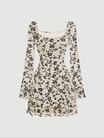 Women's Floral Print Flounce Sleeve Dress, Elegant Square Neck A Line Dress for Party Holiday Wedding Guest, Fashion Ladies V...