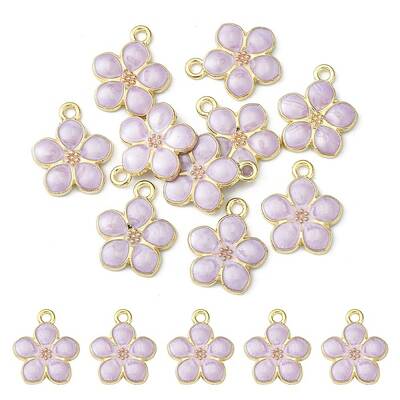 10Pcs Light Gold Plated Alloy Enamel Pendants