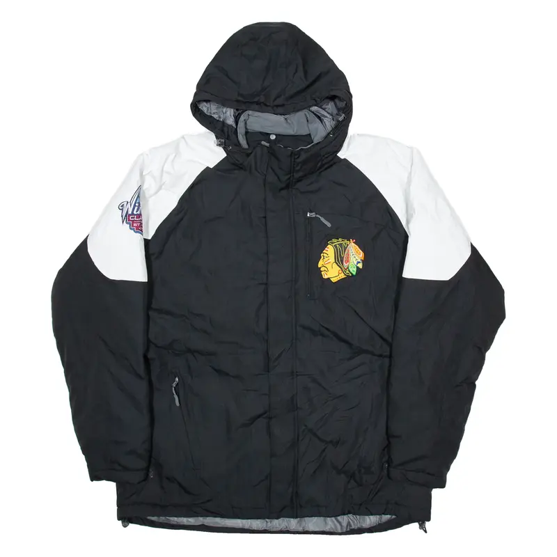 NHL Chicago Blackhawks Mens Coat Black USA Hooded XL