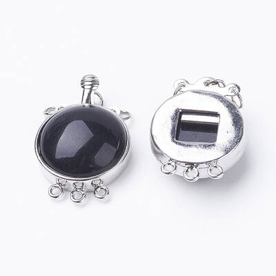 Natural Dyed & Heated Black Agate Box Clasps