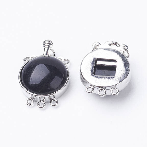 Natural Dyed & Heated Black Agate Box Clasps