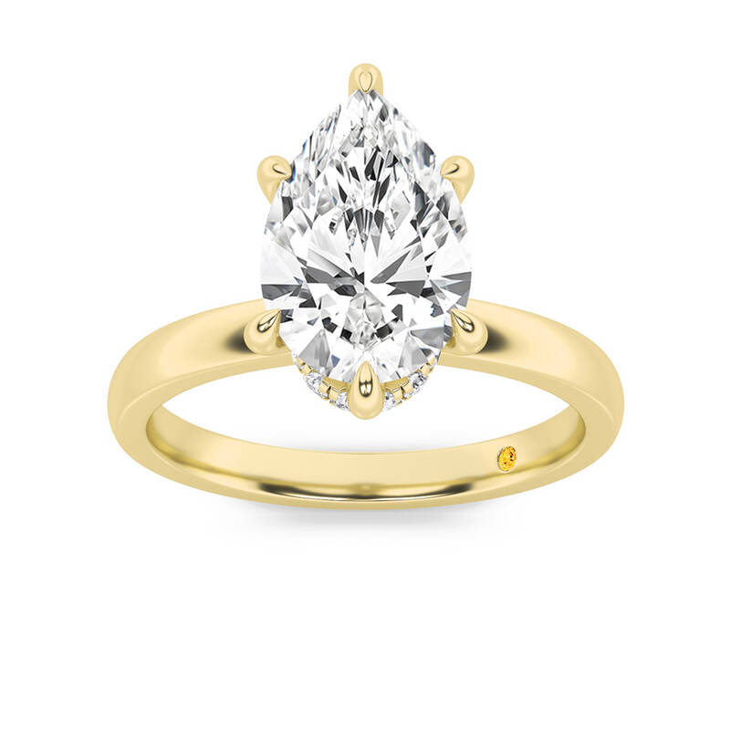 Laura Secret Halo Pear Shape Lab Grown Diamond Engagement Ring | 10K Yellow Gold 3 3/5 CT. TW.