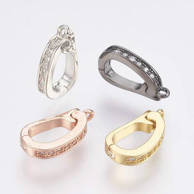 Brass Micro Pave Cubic Zirconia Fold Over Clasps