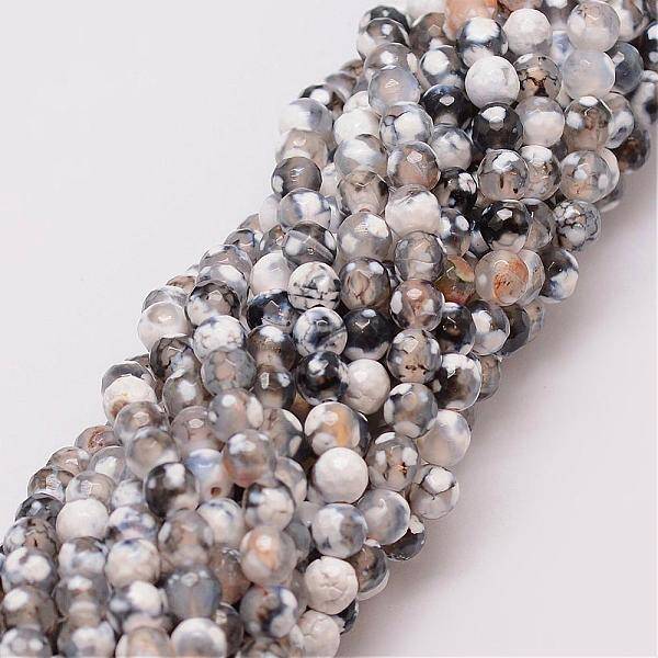 Natural Fire Crackle Agate Bead Strands