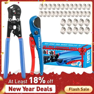 Pex Crimping 2-in-1 & Removal Tool | Heavy-Duty Pipe Crimper for 3/8'' to 1'' Stainless Steel Clamps