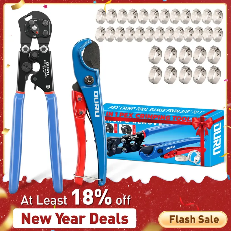 Pex Crimping 2-in-1  & Removal Tool | Heavy-Duty Pipe Crimper for 3/8'' to 1'' Stainless Steel Clamps