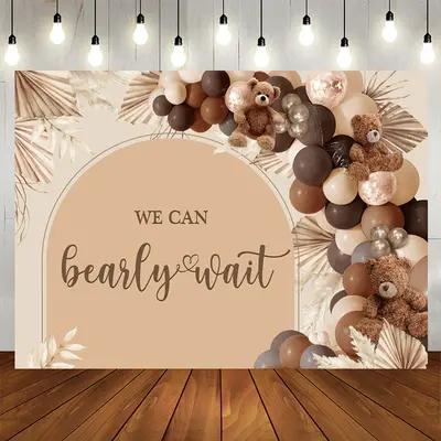 Aperturee We Can Bearly Wait Balloons Baby Shower Backdrop