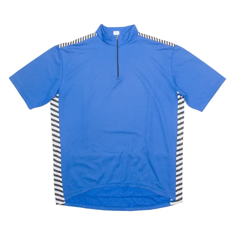 STRIPED Cycling Mens Jersey Blue 1/4 Zip 2XL