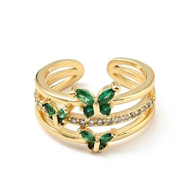 Cubic Zirconia Butterfly Open Cuff Ring