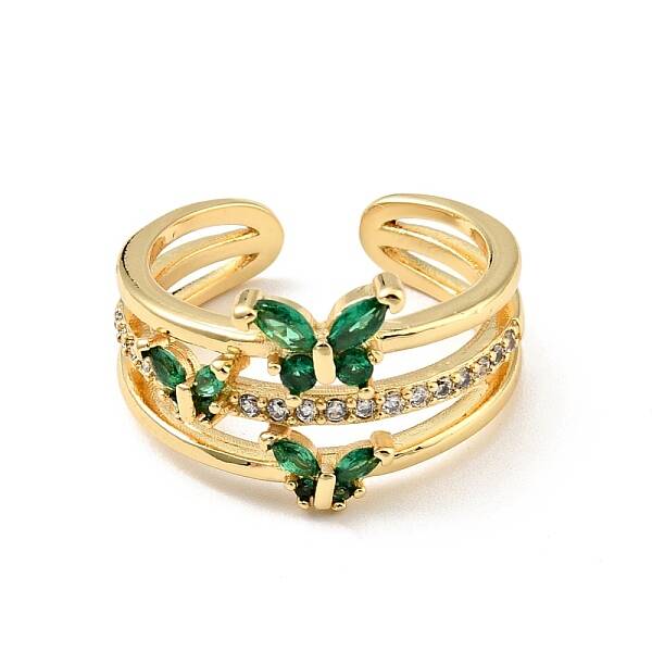 Cubic Zirconia Butterfly Open Cuff Ring
