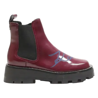 KARL LAGERFELD Chelsea Boots Maroon Leather Womens UK 6