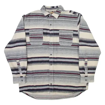 REDHEAD Mens Shirt Grey Striped Long Sleeve XL