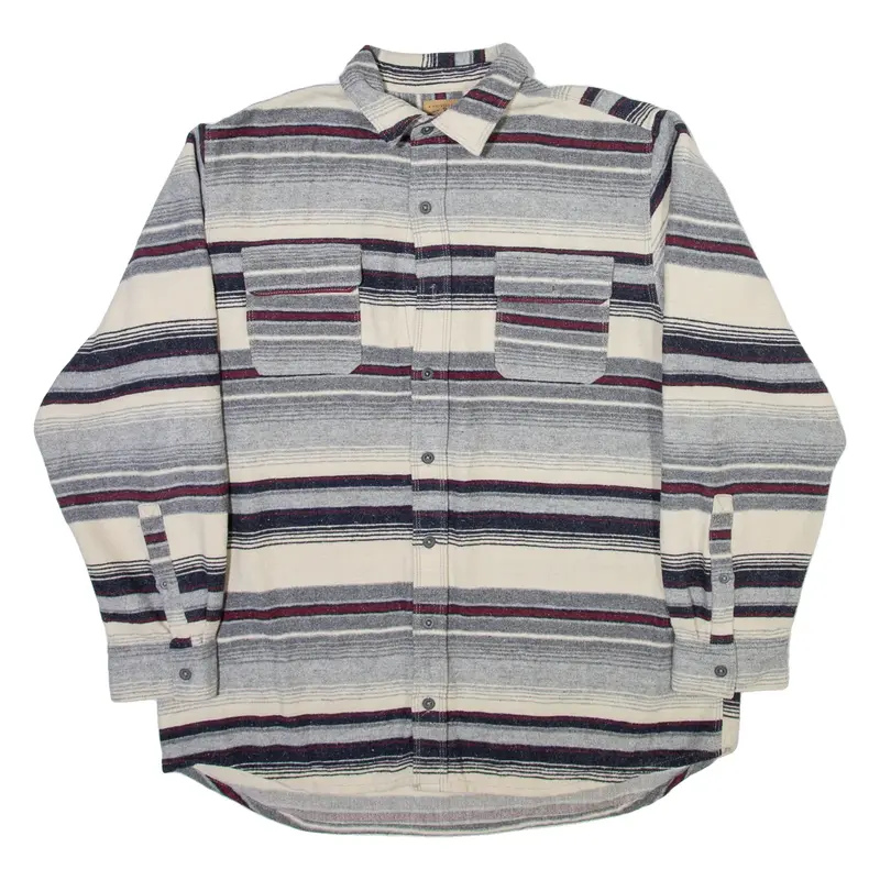 REDHEAD Mens Shirt Grey Striped Long Sleeve XL