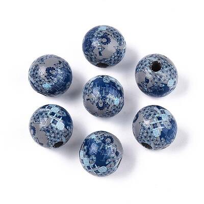 Bohemian Style Printed Schima Wood Beads