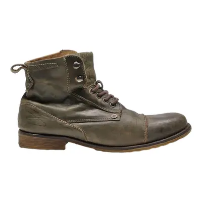BUGATTI Lace-Up Boots Grey Leather Mens UK 9.5
