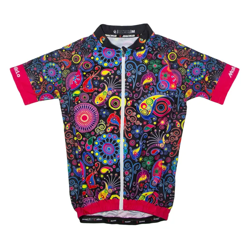 MALCIKLO Full Zip Cycling Womens Jersey Black High Neck M