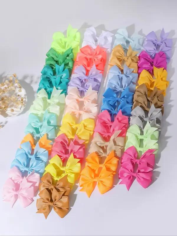 40pcs cute butterfly shape hair clips for children, fun and colorful hair accessories, all-season polyester bow hair clips, s...