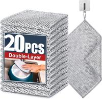 20 Pcs New Upgrade Steel Wire Dishcloth,Double-Layer Steel Wire Cleaning Cloth,Powerful Cleaning Non-Scratch Wire Dishcloth R...