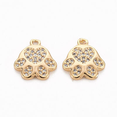 Brass Micro Pave Clear Cubic Zirconia Charms