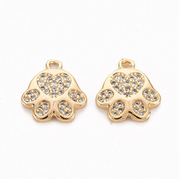 Brass Micro Pave Clear Cubic Zirconia Charms