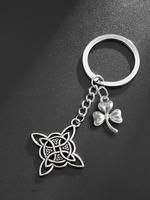 Cute Clover Knot Design Keychain, Punk Style Stainless Steel Keychain for Women & Men, Fashion Accessories for Daily Use