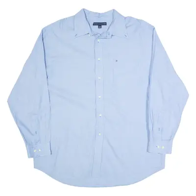 TOMMY HILFIGER Mens Shirt Blue Houndstooth Long Sleeve XL
