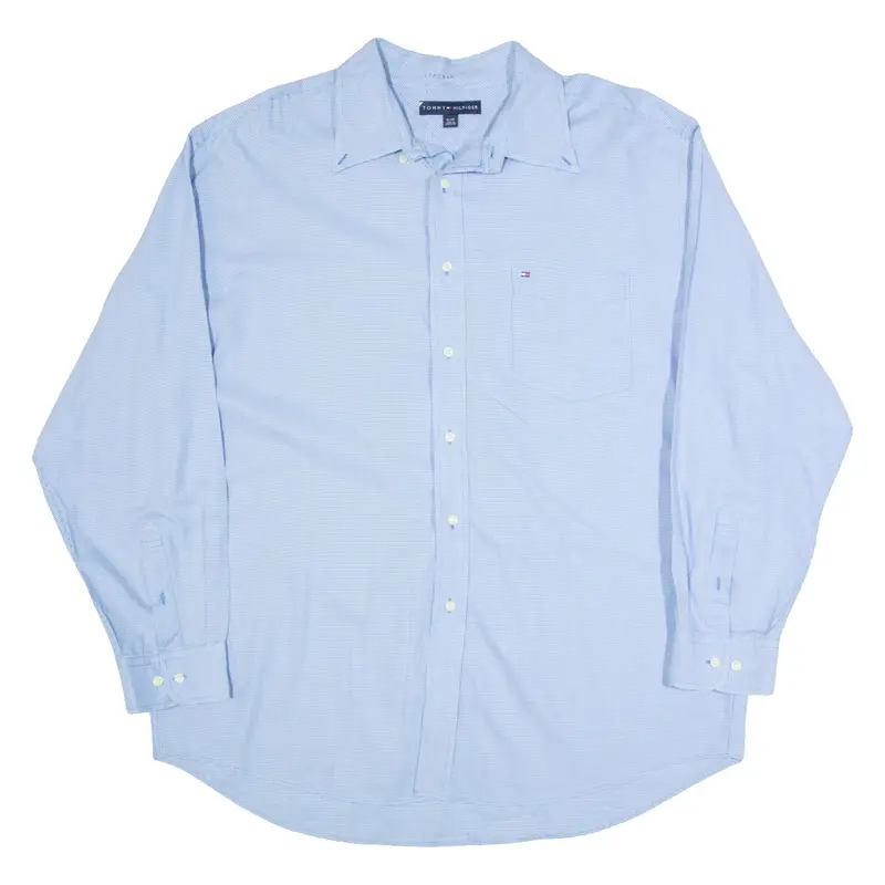 TOMMY HILFIGER Mens Shirt Blue Houndstooth Long Sleeve XL
