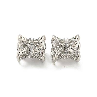 Brass Micro Pave Cubic Zirconia Spacer Beads