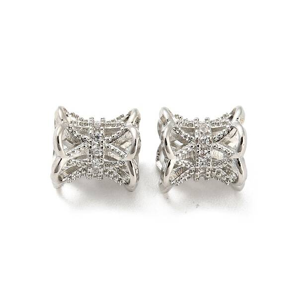 Brass Micro Pave Cubic Zirconia Spacer Beads