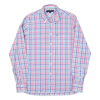 TOMMY HILFIGER Mens Shirt Pink Check Long Sleeve S