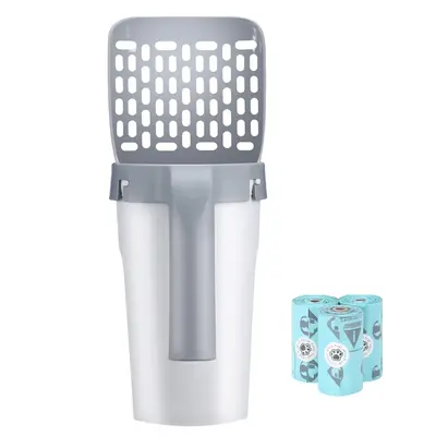 Cat Litter Shovel with 3 Rolls Garbage Bag, Portable Trash Can Cat Litter Shovel with Trash Bags, Cat Litter Scoop for Cat Li...